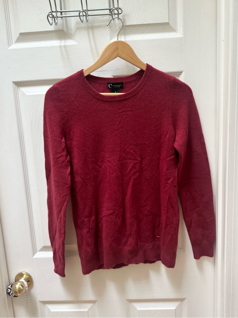 Bloomingdales Cashmere Crew Sweater red Burgundy s small